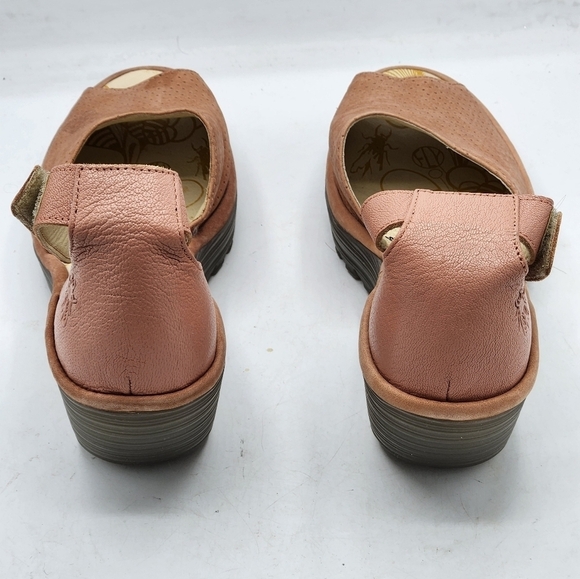 FLY London Perforated Leather Wedge Sandals In Pink and Grey Style Yake Size 10 - Picture 8 of 15